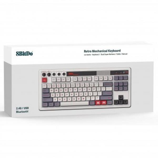 PC USB Wired or Wireless Bluetooth RETRO style Mechanical Keyboard (3rd) 8bitdo - NES edition - NEW