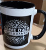 Gamer Mugs - coffee cup - GAME OVER store logo - (black & white) - 2024 - Ball of Controllers design - NEW