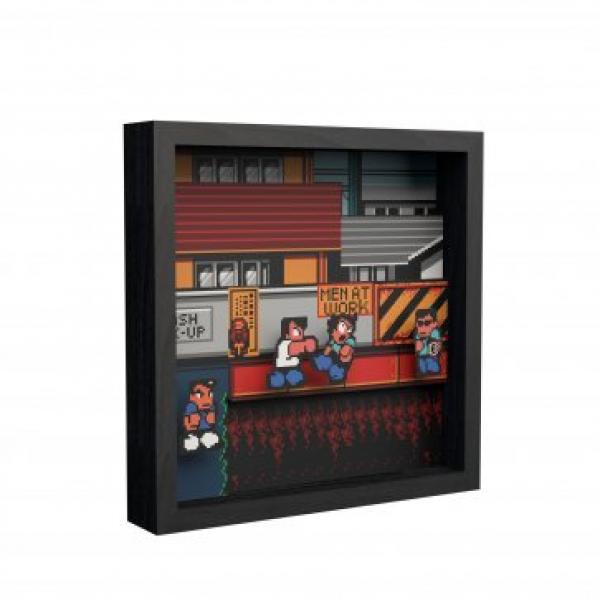 Gamer Gear - FRAMED ART - 9x9 in - Pixel Frames - Shadow Box Art - River City Ransom - Rivals at Work - NEW