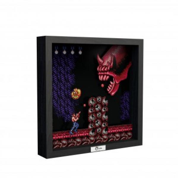 Gamer Gear - FRAMED ART - 9x9 in - Pixel Frames - Shadow Box Art - Contra - Dragon God Java - NEW