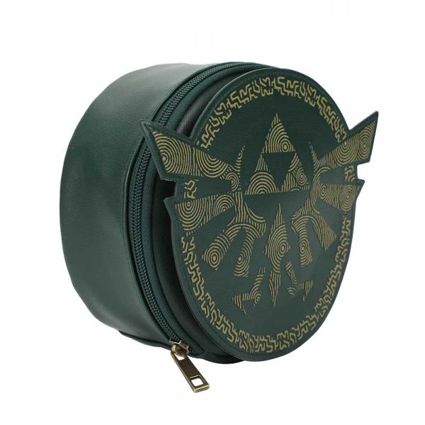 Gamer Bags - Purses and Handbags - Nintendo - Zelda - Hyrule Crest 3D Travel & Cosmetic bag - round green - NEW