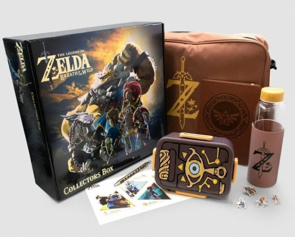 Z The Legend of Zelda - Breath of the Wild - Collectors Box - Culturefly - 7 Piece Box Set - Includes messenger bag, journal, bottle, 4 pins, sticker sheet, pen, bento box - NEW and SEALED