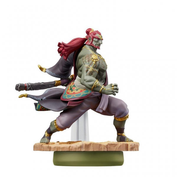 Amiibo - Gold Base - Ganondorf - Tears of the Kingdom - Buff green man with red hair and a sheathed sword behind back - USED