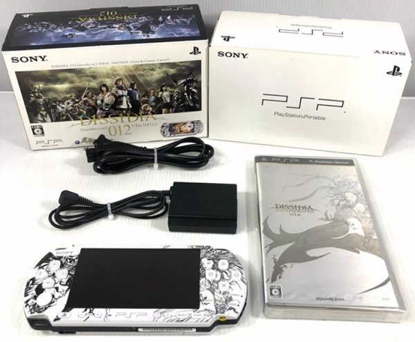 PSP F - PSP Core HW - Model 3000 - Brighter Screen - Limited Edition - Final Fantasy FF Dissidia 012 - White with Chaos and Cosmos - Complete in Box - Game Included - USED - JAPANESE IMPORT