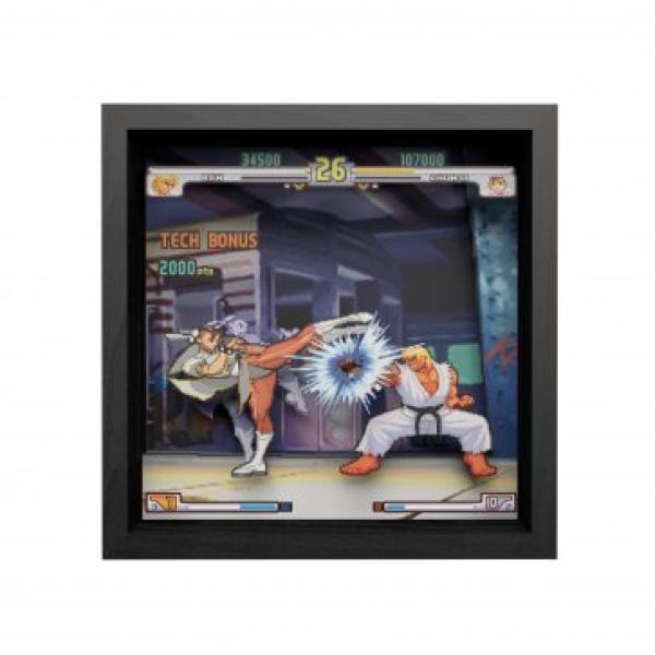 Gamer Gear - FRAMED ART - 9x9 in - Pixel Frames - Shadow Box Art - Street Fighter 3 - 3rd Strike - Moment 37 - NEW