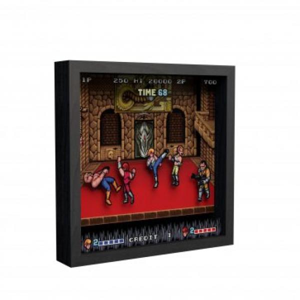 Gamer Gear - FRAMED ART - 9x9 in - Pixel Frames - Shadow Box Art - Double Dragon - New