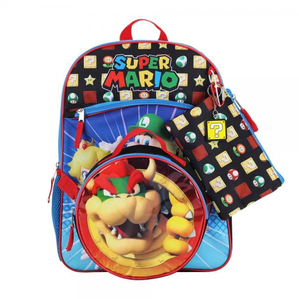 Gamer Bags - Backpack - Nintendo - Super Mario - 5 piece youth backpack set - NEW