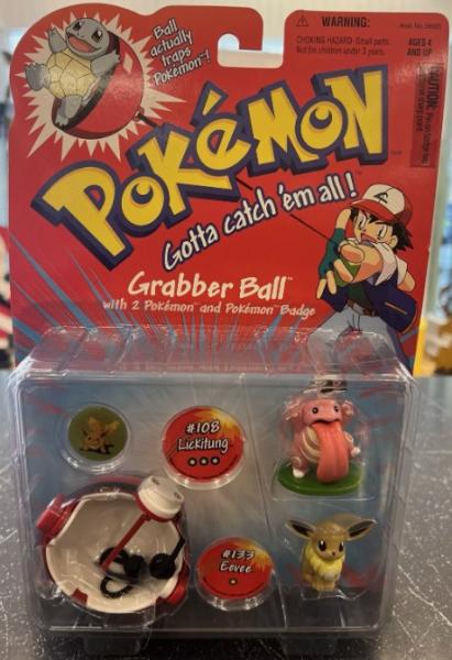 Gamer Toys - Pokemon - Grabber Ball with Lickitung and Eevee - Vintage 1999 - BRAND NEW and SEALED
