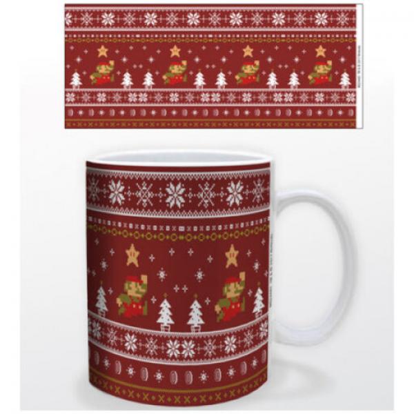 Z Novelty Mug - 11oz - Nintendo - Super Mario - NES Style - XMAS HOLIDAY theme - RED - NEW