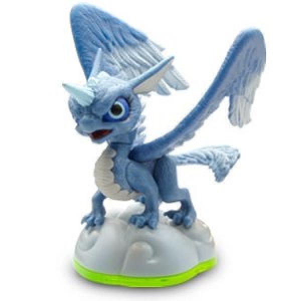 Skylanders - Spyros Adventure - Figure - Green Base - Air - Whirlwind - light blue dragon w/ horn and feathery wings - USED