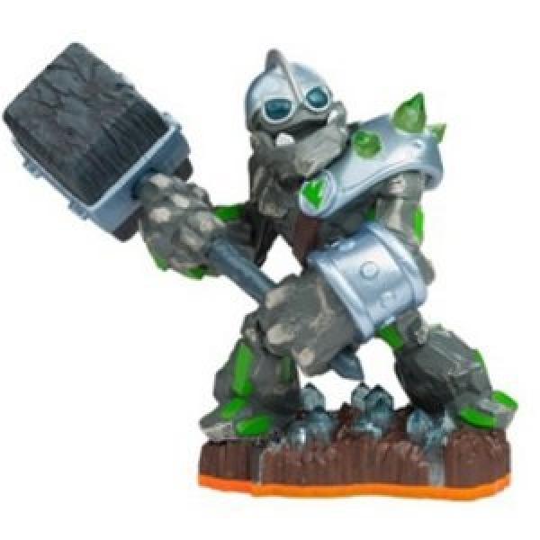 Skylanders - Giants - Figure - Orange Base - Earth - Crusher - silver robot w/ shoulder armor &  hammer - USED