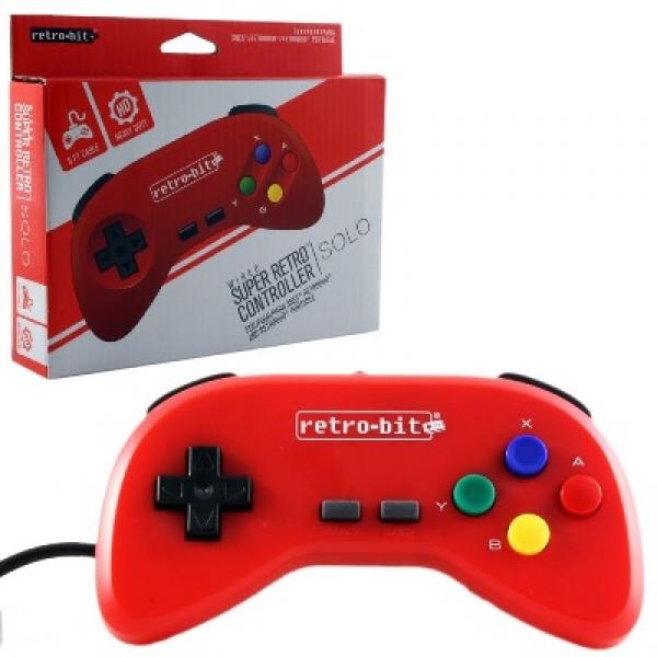 SNES Controller (3rd) NEW - Wired Retro Super Nintendo Controller - SOLO - Retrobit - ONE - red