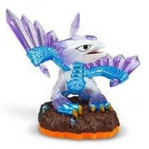 Skylanders - Giants - Figure - Orange Base - Earth - Flashwing - blue & white dragon w/ translucent purple wings - USED