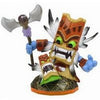 Skylanders - Giants - Figure - Orange Base - Magic - Double Trouble - tiki mask man holding staff looking at Little mask guy - USED