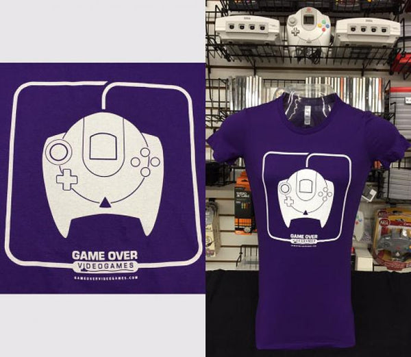 Game Tshirt - GAME OVER - icons - SEGA Dreamcast controller - (purple) - WOMENS