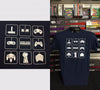 Game Tshirt - GAME OVER - icons - Grid Pattern - (navy blue) - MENS