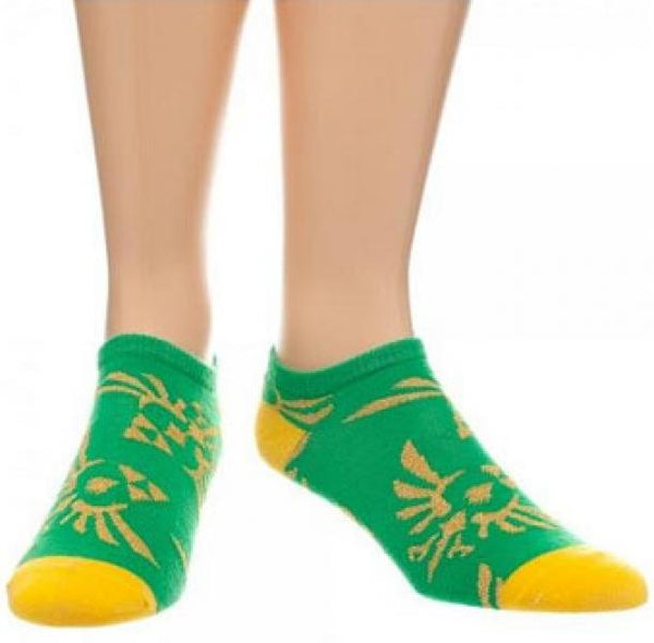 Gamer Gear - Nintendo - Zelda - Ankle Socks - GREEN with YELLOW TRIM
