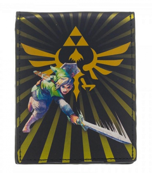 Gamer Wallet - Nintendo - Zelda - triforce logo and Link - bifold wallet - black embossed logos - NEW