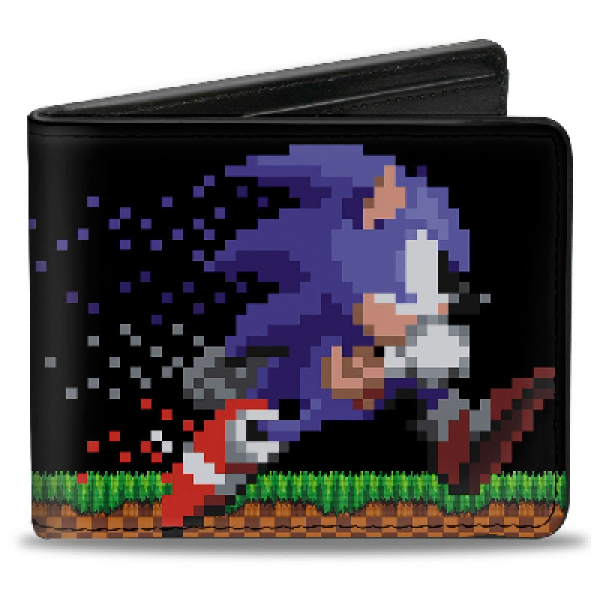 Gamer Wallet - Sonic the Hedgehog - Sonic running with rings - Bifold Wallet - NEW