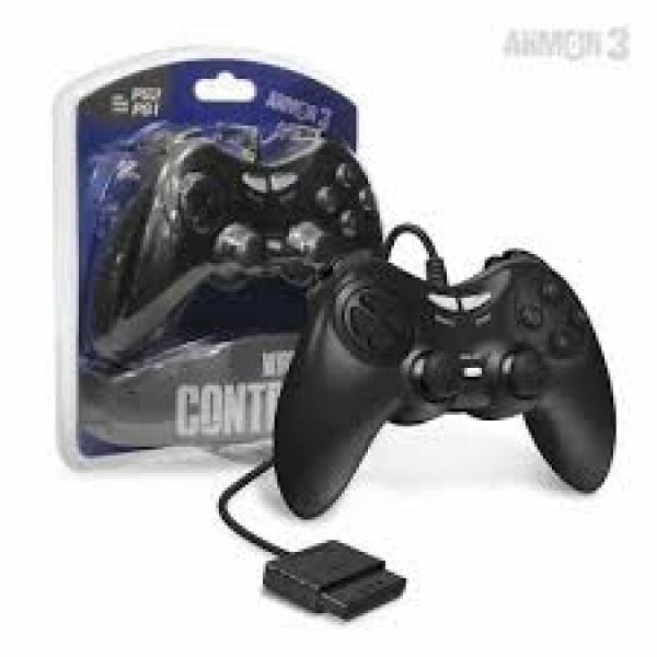 PS2 Controller (3rd) - Dual Shock PS1 PS2 - Armor 3 - Hyperkin - Black - NEW