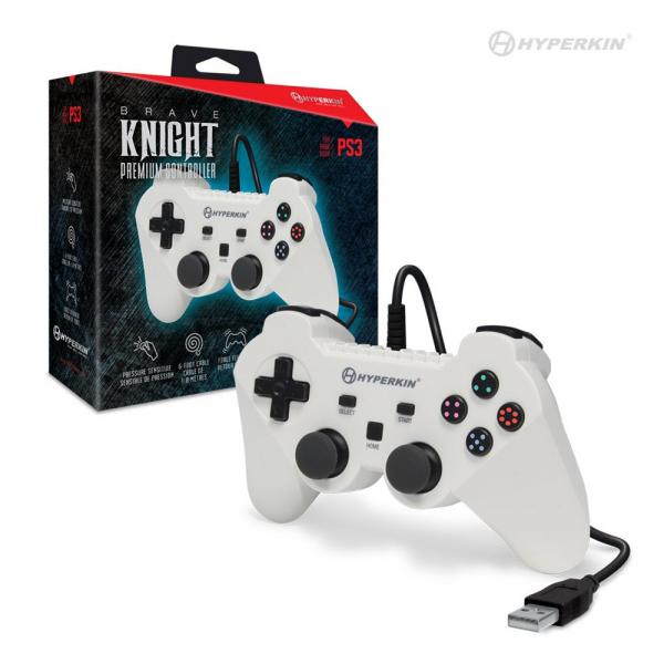 PS3 Controller (3rd) Corded USB - NEW - Knight Premium Controller - Hyperkin - white