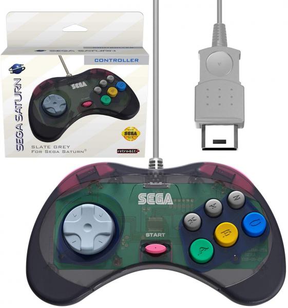 SAT Controller (1st) Sega RetroBit - Slate Clear Gray - NEW