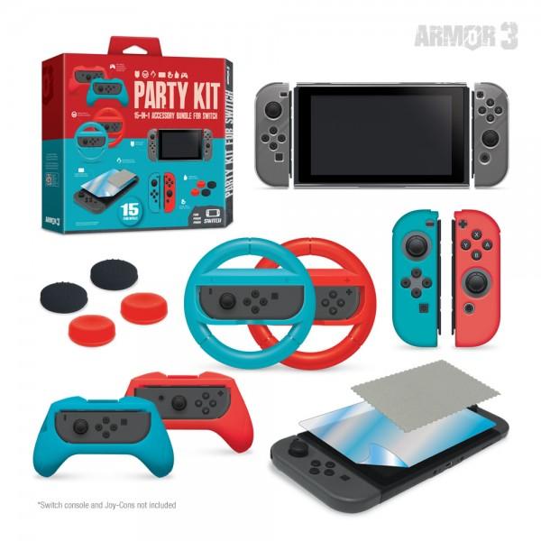 NS Party Kit - 15 in 1 accessory kit for Nintendo Switch (3rd) Hyperkin Armor3 - NEW