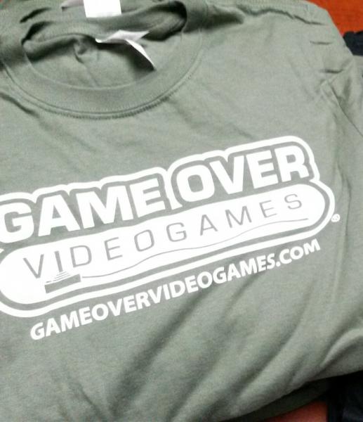 Game Tshirt - GAME OVER - logo with outline - (military green) - ADULT - LARGE