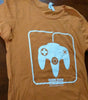 Game Tshirt - GAME OVER - icons - Nintendo N64 controller - (orange) - WOMENS - LARGE