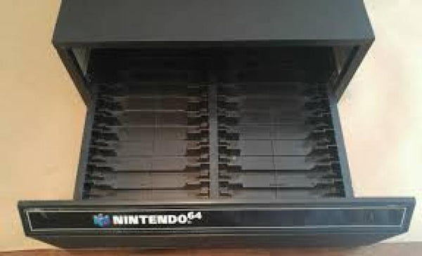 N64 Nintendo 64 Black Storage Drawer unit - 1 drawer 2 game rows - USED