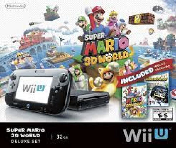 WiiU F - WiiU - Nintendo WiiU HW - System - 32GB - Black - Super Mario 3D World Edition - includes physical copies of Super Mario 3D World and Nintendo Land - Complete in box - USED