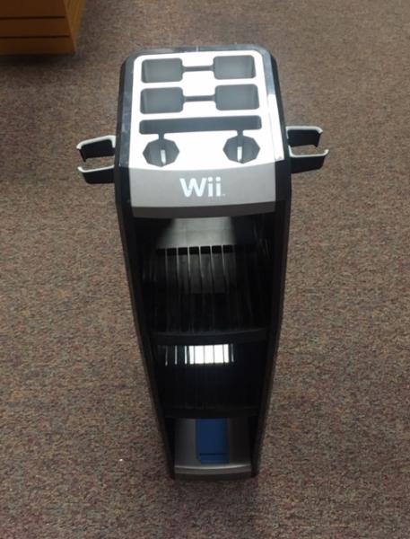 Wii System vertical platform stand to hold Wii console, remotes, games, and more - black/gray approx 2ft tall - USED