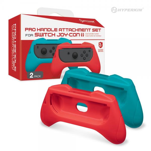 NS Joycon Pro Handle controller holders (3rd) Hyperkin - Set of 2 - Blue & Red - NEW