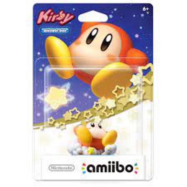 Amiibo - Blue Kirby Base - Waddle Dee - Kirby Planet Robobot - sitting on clouds and stars waving hi pink and tan - NEW