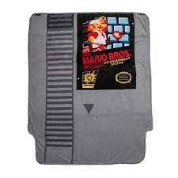 Gamer Gear - Plush Throw Blanket - 48in x 60in - Nintendo - NES Super Mario Bros cartridge - NEW
