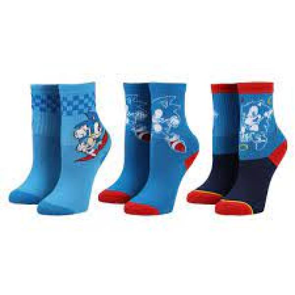 Gamer Gear - Sega - Sonic the Hedgehog - CREW socks - 3 pack - YOUTH KIDS SIZE 10-4 - blue