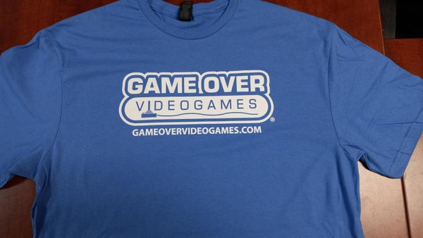 Game Tshirt - GAME OVER - logo with outline - (Light Blue) - ADULT - XL Extra Large