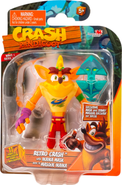Gamer Toys - Action Figure - Crash Bandicoot - 4.5in figure - Retro Crash with Ika Ika Mask
