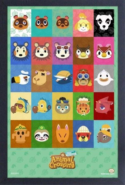 Gamer Gear - FRAMED ART - 11x17 - NINTENDO - Animal Crossing - NH Character Icons