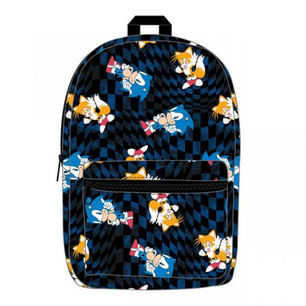 Gamer Bags - Backpack - SEGA - Sonic the Hedgehog - AOP Laptop Backpack - Sonic & Tails - blue & black checkered - NEW
