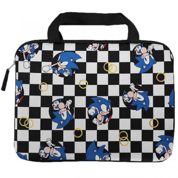 Gamer Bags - Padded Utility Case - SEGA - Sonic the Hedghog - Sonic and rings - black & white checkered - NEW