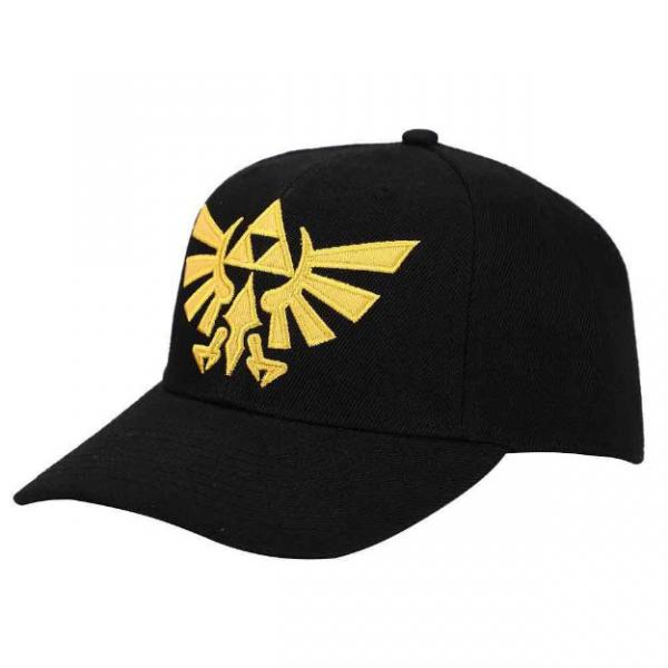 Gamer Hat - Nintendo - Zelda - gold triforce logo - Hyrule on back - black - NEW