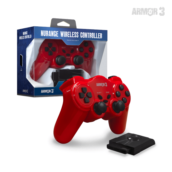 PS2 Wireless Controller (3rd) Armor3 NuRange - with receiver - NEW - Red
