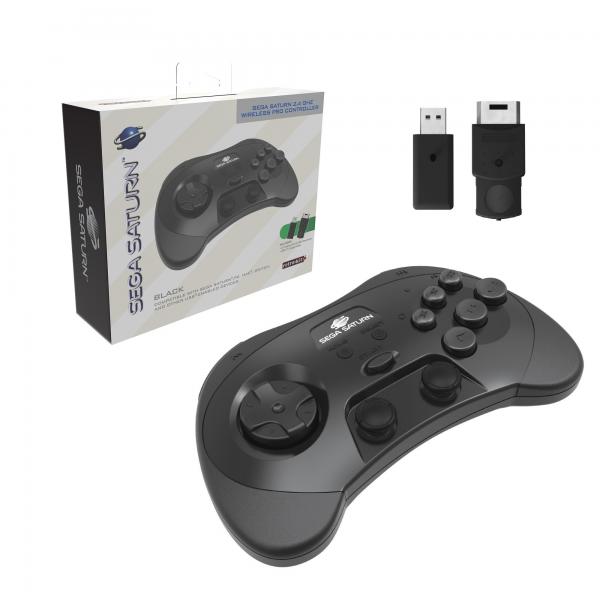 SAT Controller (1st) SEGA Retrobit - Wireless 2.4G - Pro Analog Controller - works with SAT, Switch, & PC USB - wireless SAT & USB receivers included! - Black - BRAND NEW & SEALED