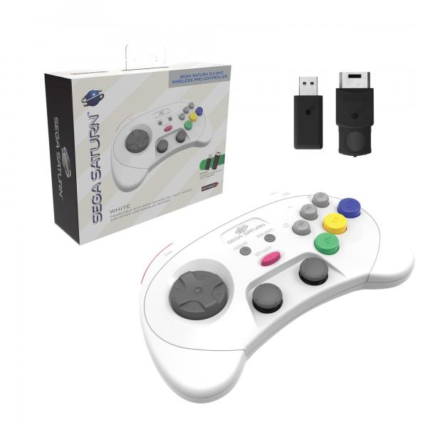 SAT Controller (1st) SEGA Retrobit - Wireless 2.4G - Pro Analog Controller - works with SAT, Switch, & PC USB - wireless SAT & USB receivers included! - White - BRAND NEW & SEALED