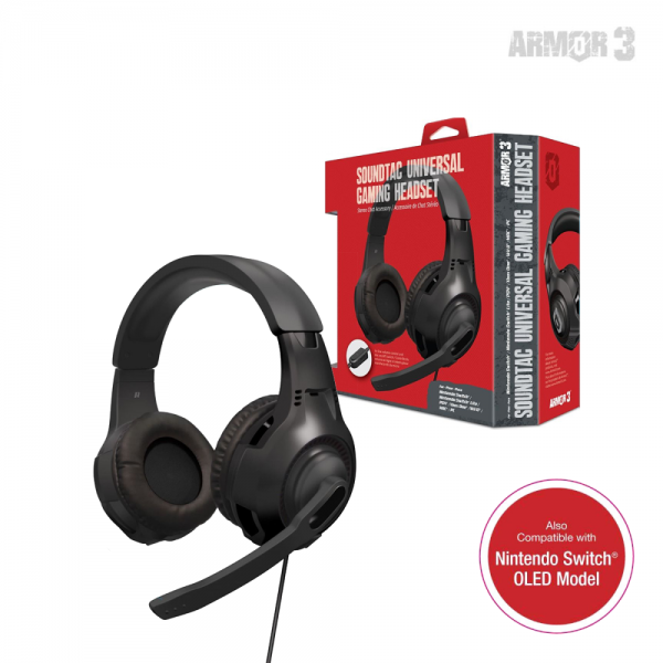PS4 XB1 NS USB PC - Universal Gaming Headset - (3rd) Soundtac - Armor3 - BLACK trim - NEW
