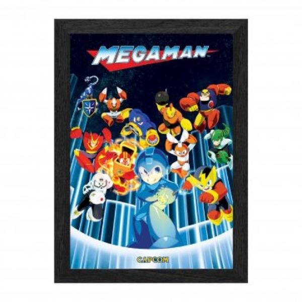 Gamer Gear - FRAMED ART - 10x12 in - Mega Man - Robot Master Ambush - Lenticular Framed Poster