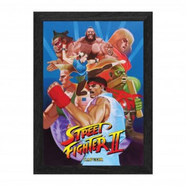 Gamer Gear - FRAMED ART - 10x12 in - Street Fighter II 2 - World Warriors - Lenticular Framed Poster